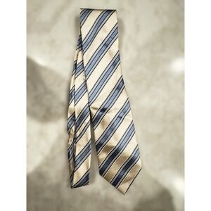 Business Formal Donald Trump Signature Collection Silk Striped Tie Gold Blue